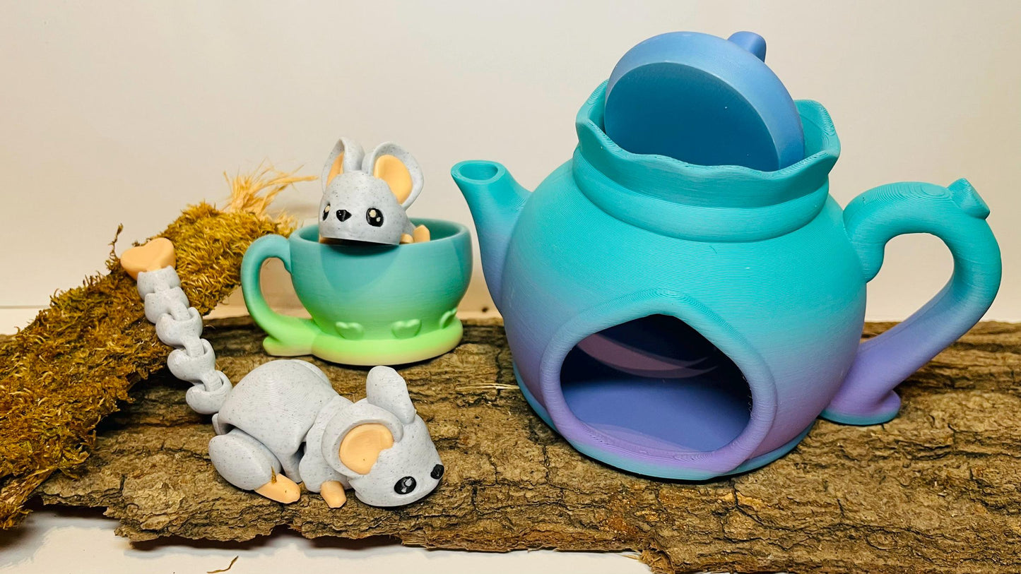 Teeservice mit bezaubernden Mäuschen – 3D-gedruckt