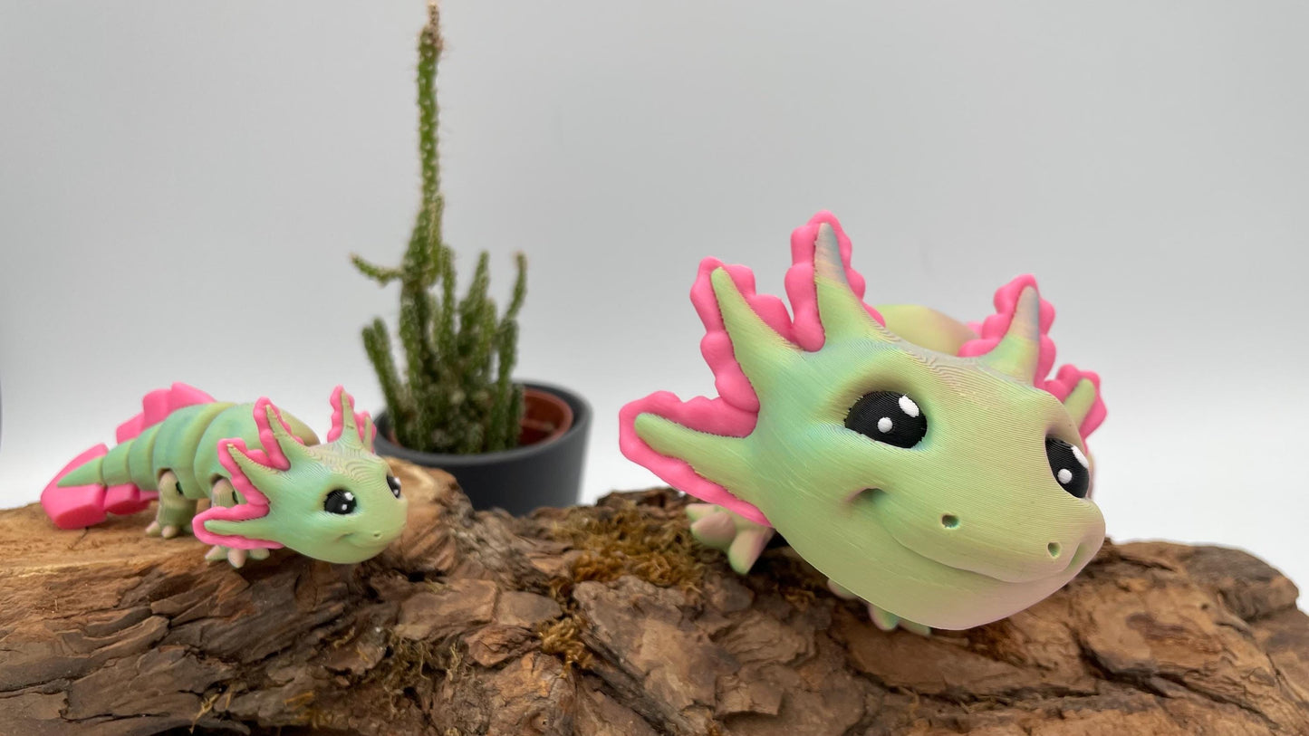 Axolotl | Flexi 3D Druck | opt. Nachtleuchtend