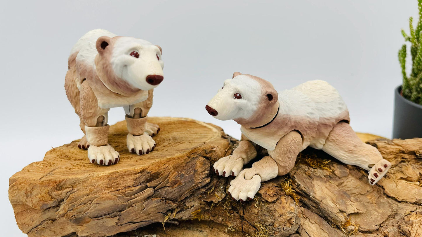Flexi Eisbär/Braunbär – Bewegliche 3D-gedruckte Figur | Deko & Geschenk