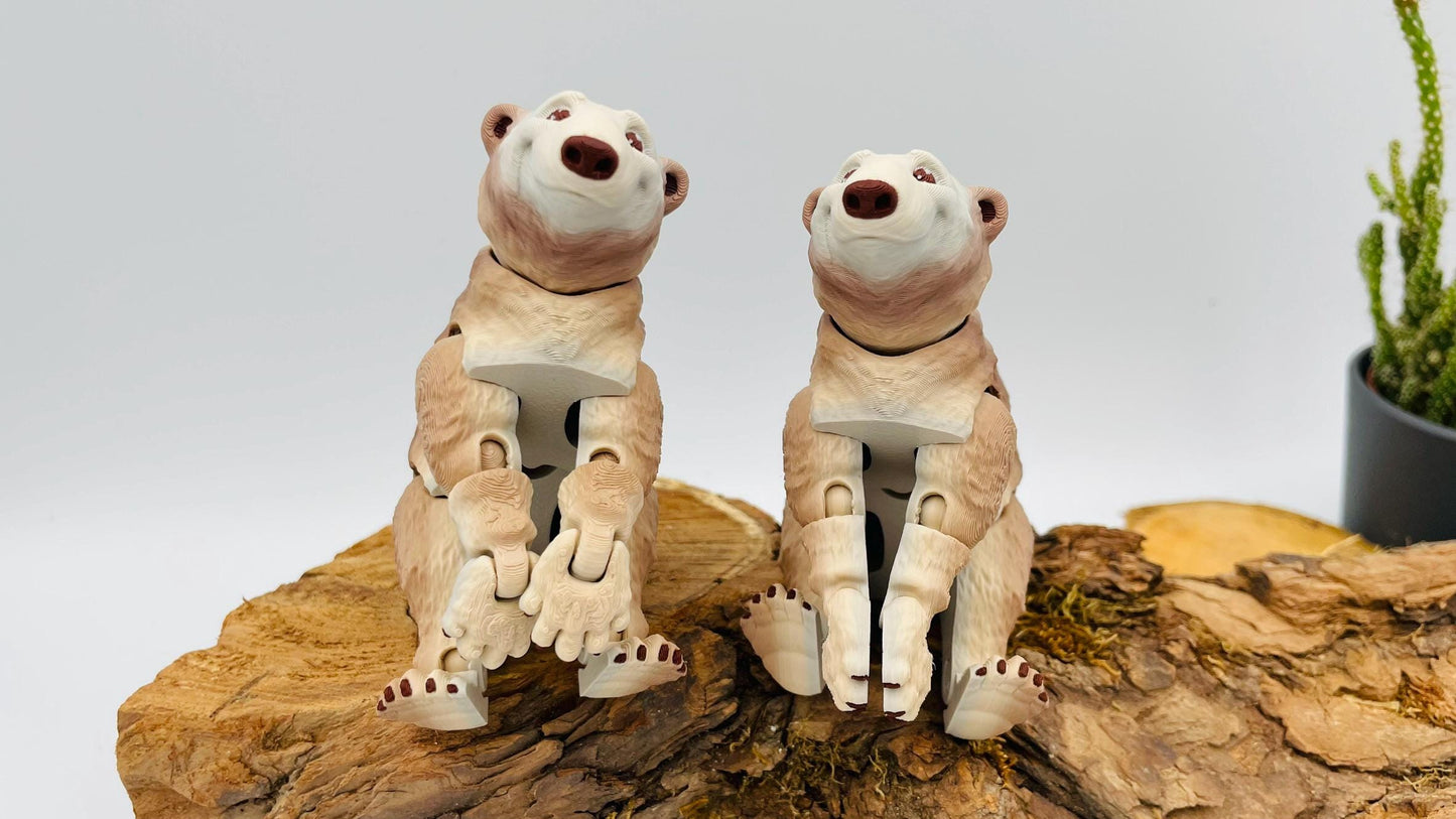 Flexi Eisbär/Braunbär – Bewegliche 3D-gedruckte Figur | Deko & Geschenk