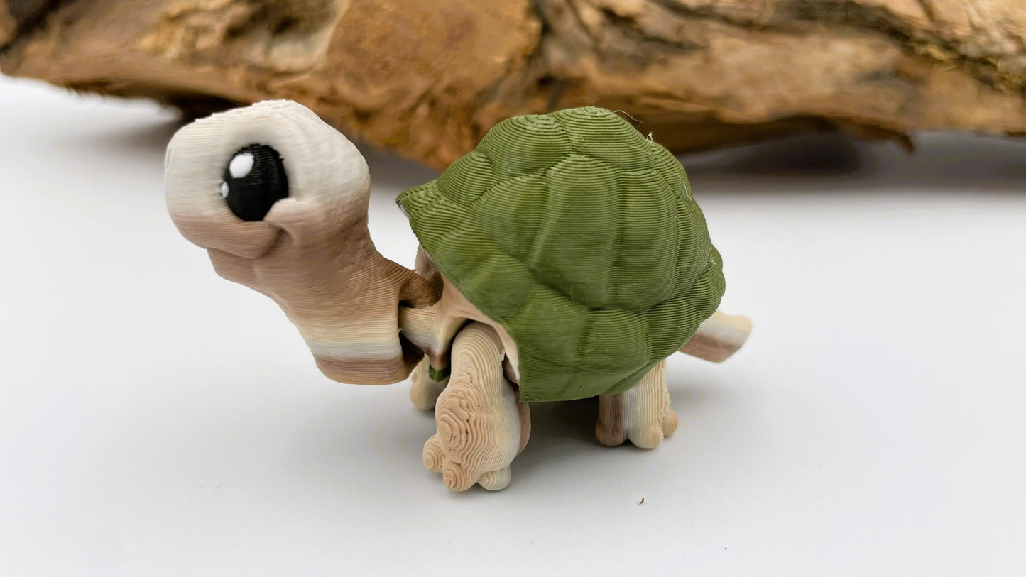 Mini 3D-gedruckte bewegliche Schildkröte – Schlüsselanhänger | Optional mit Ei