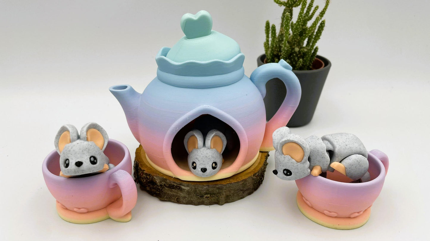 Teeservice mit bezaubernden Mäuschen – 3D-gedruckt