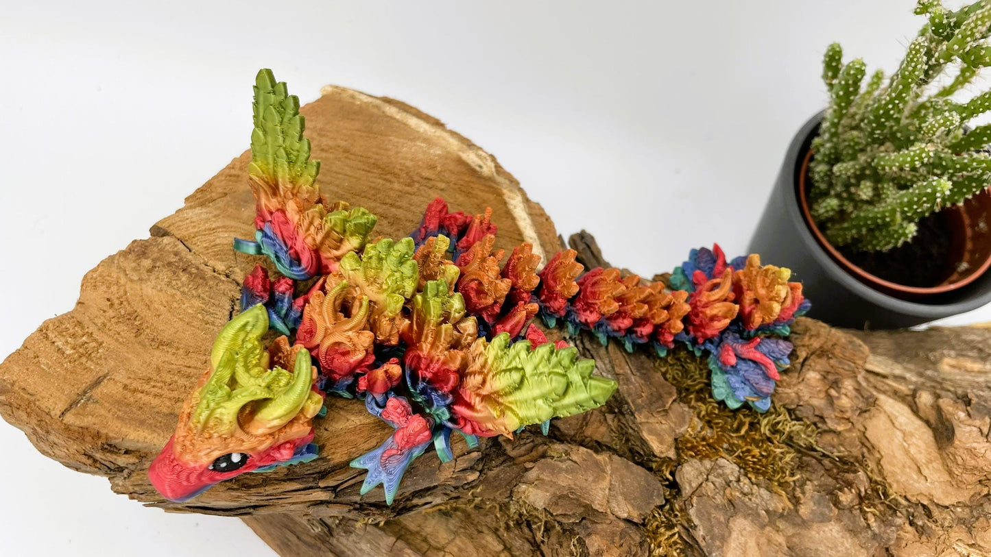 Beweglicher 3D-gedruckter Lunar Wing Drache – Regenbogenfarben