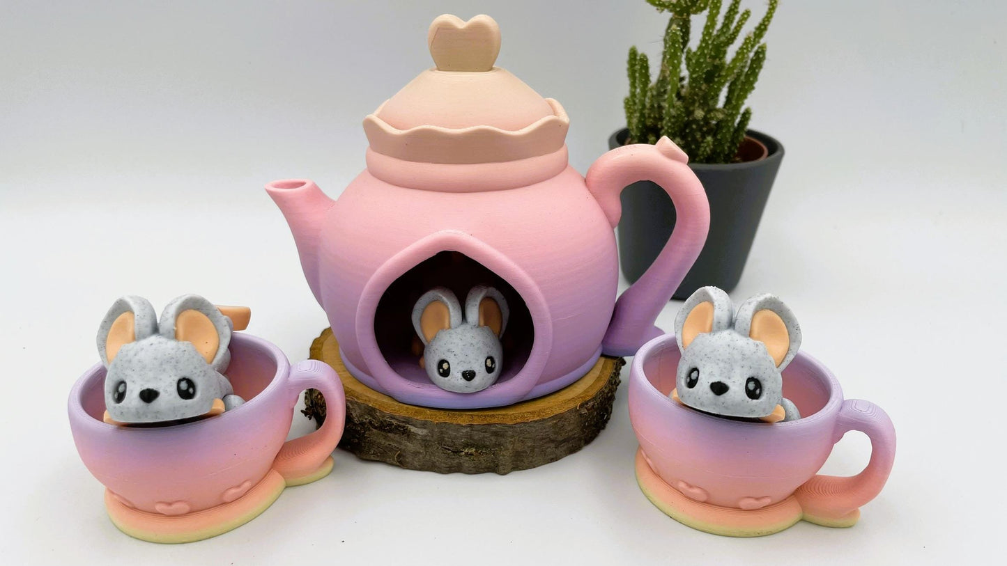 Teeservice mit bezaubernden Mäuschen – 3D-gedruckt