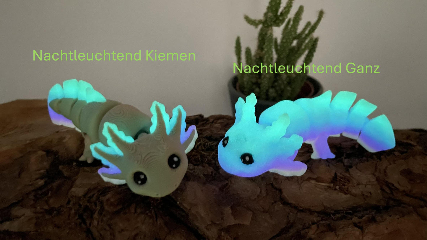 Axolotl | Flexi 3D Druck | opt. Nachtleuchtend