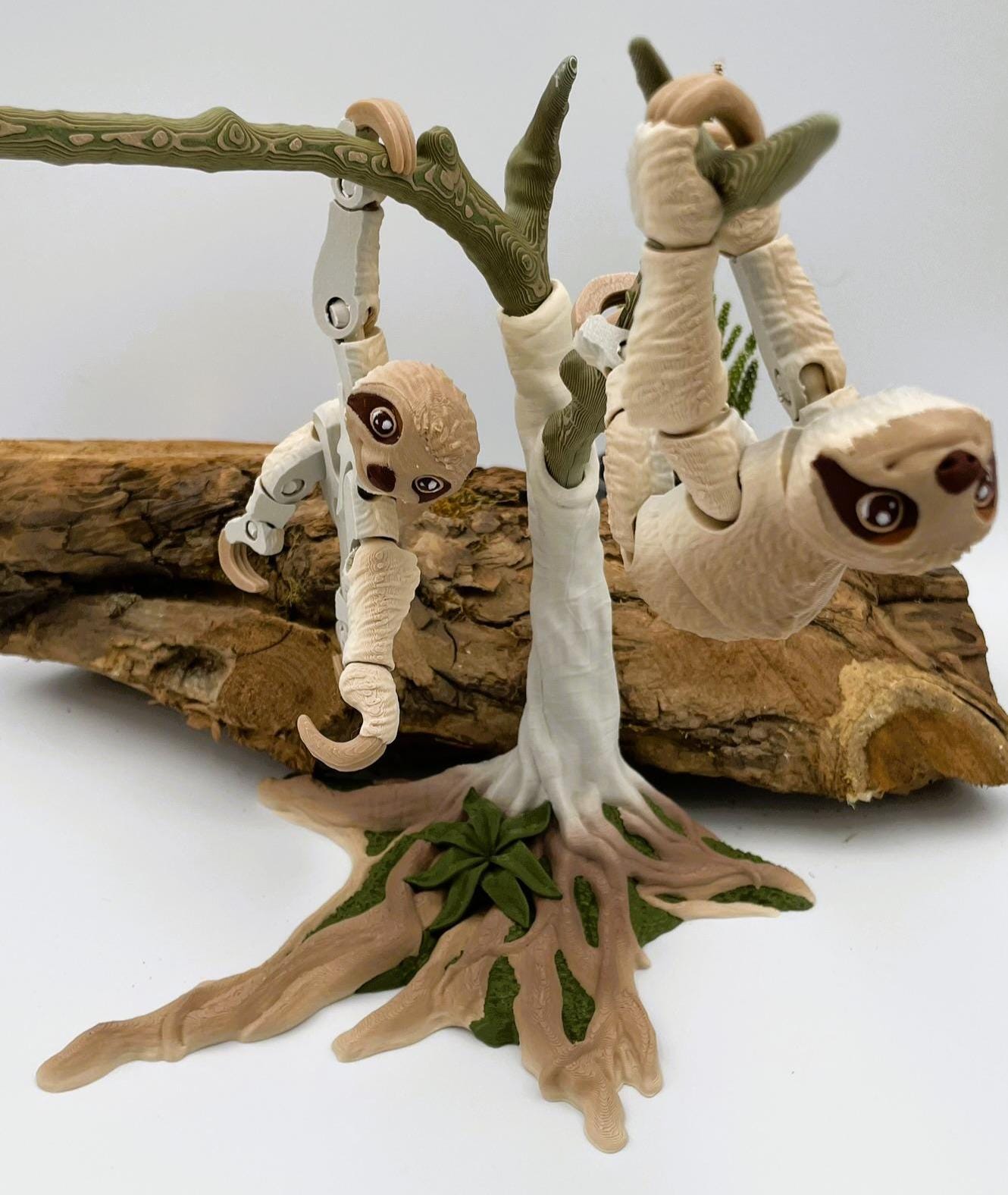 3D-gedrucktes bewegliches Faultier – optional mit Baum