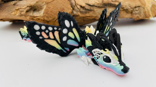 Baby Fee Wolf Drache mit mystischen Flügeln – Beweglicher 3D-gedruckter Drache - jetzt größer!