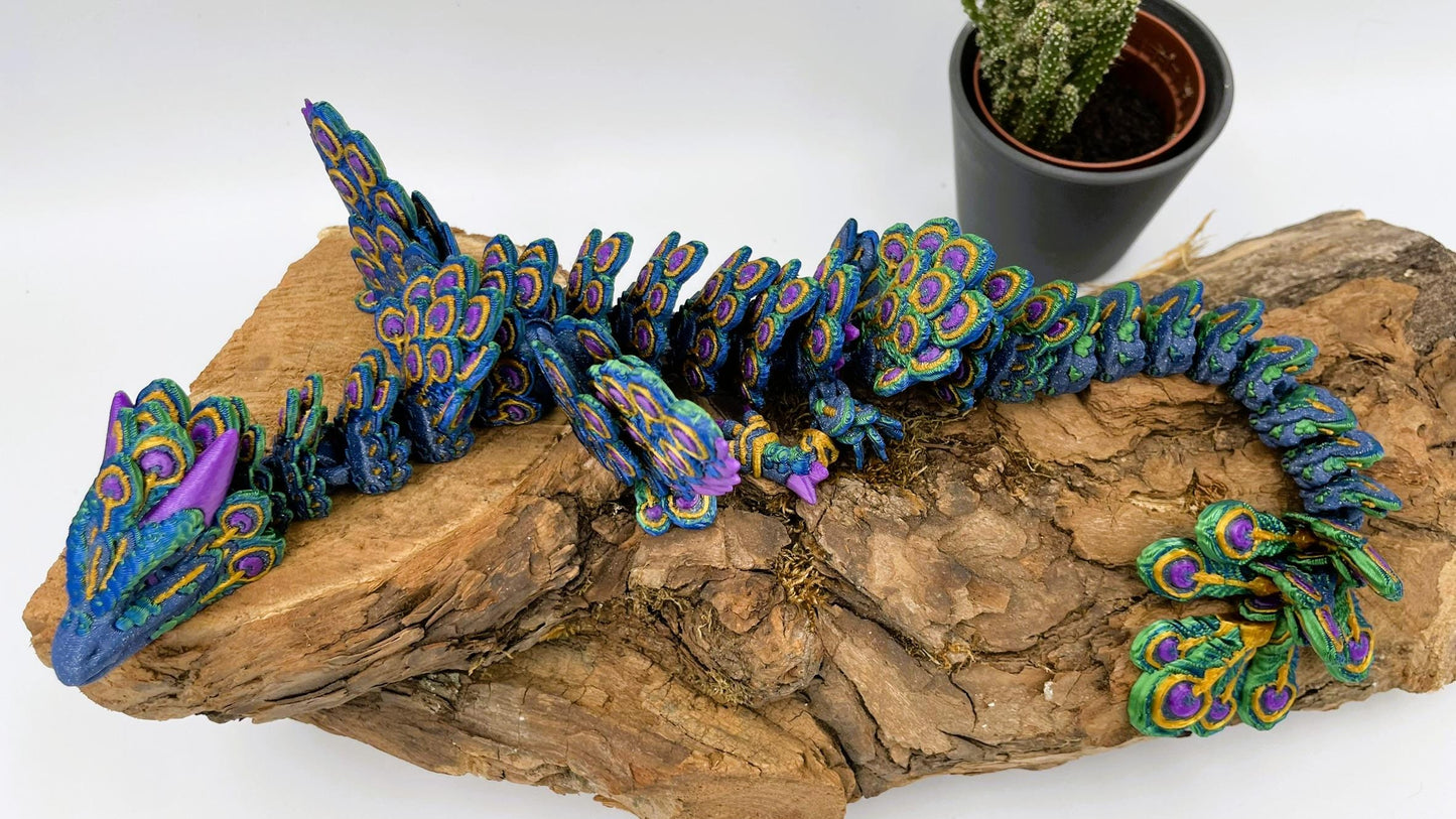 Magischer Pfauenaugendrache – 3D-gedruckt, detailreich & beweglich | Peacock Dragon