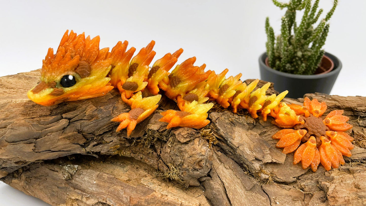 Baby Sonnenblumen Drache – Beweglicher 3D-Druck | Flexi Fidget