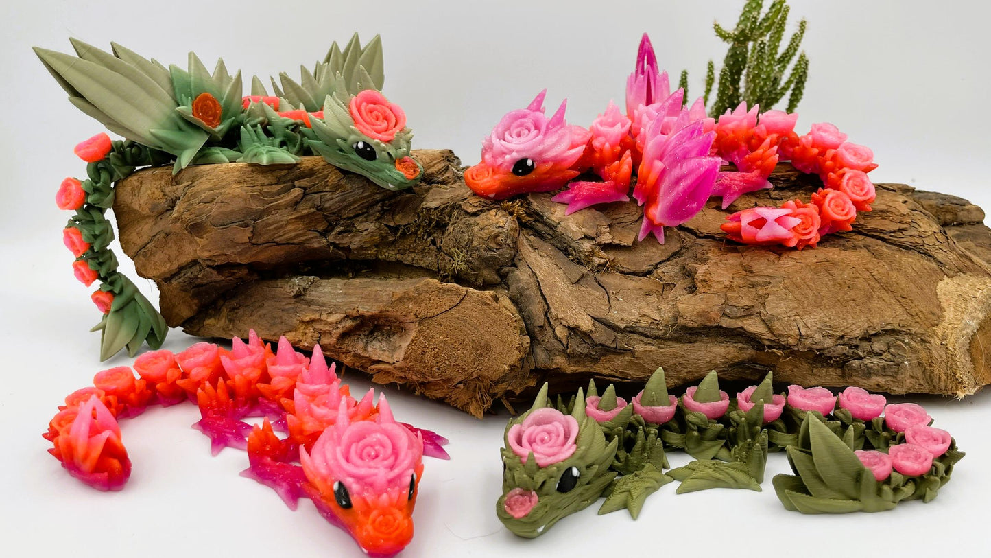 Baby Rosen Drache – Beweglicher 3D-Druck | Flexi Fidget Dekoration