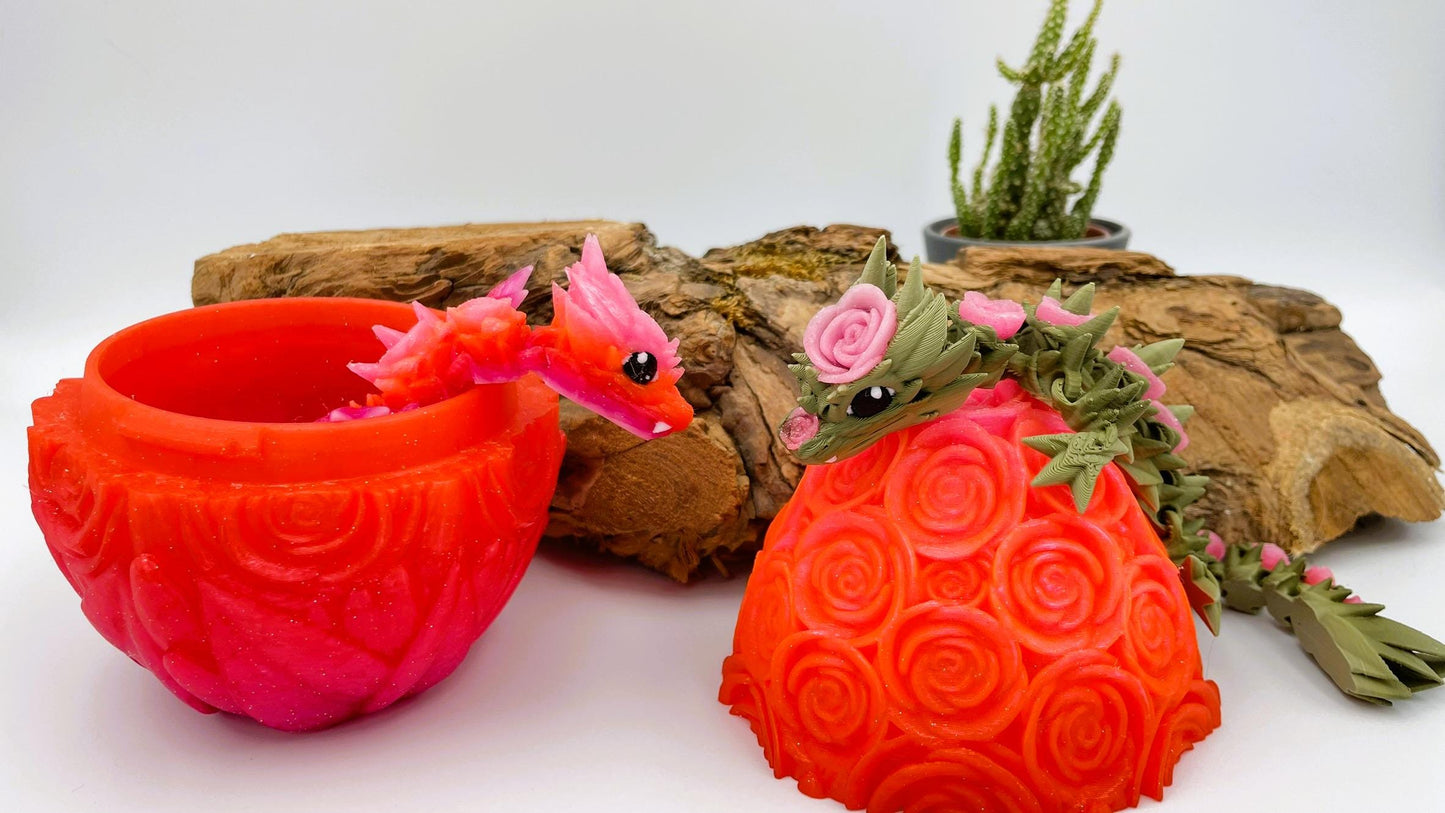Baby Rosen Drache – Beweglicher 3D-Druck | Flexi Fidget Dekoration