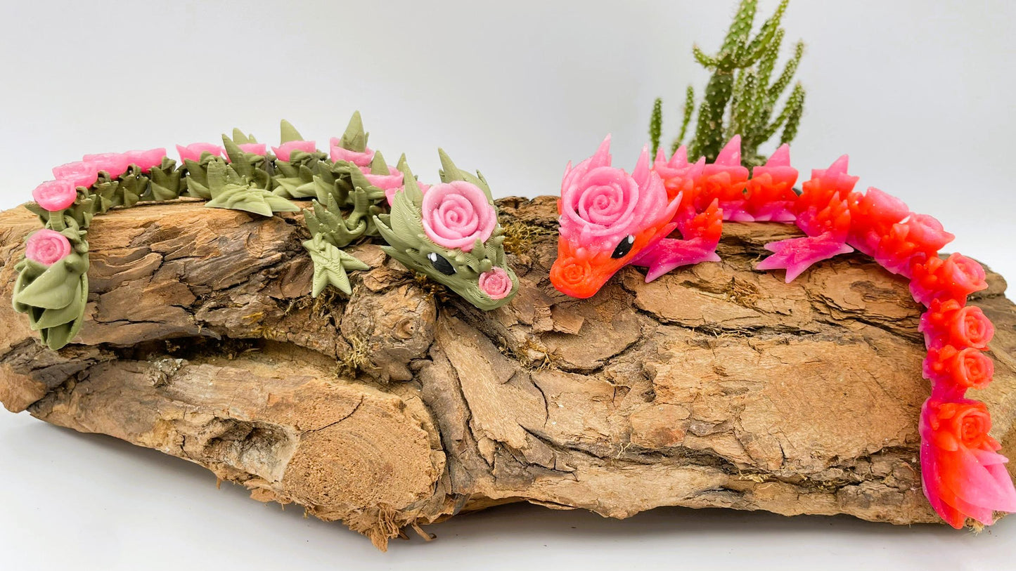 Baby Rosen Drache – Beweglicher 3D-Druck | Flexi Fidget Dekoration