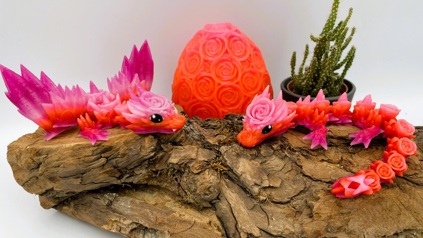 Baby Rosen Drache – Beweglicher 3D-Druck | Flexi Fidget Dekoration