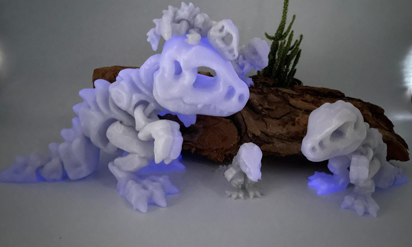 Mini-Dinosaurier-Skelett – 3D-gedruckt | Beweglich | Optional nachtleuchtend