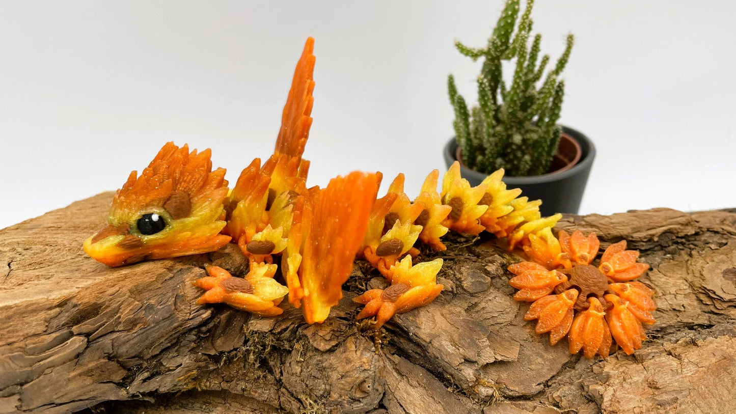 Baby Sonnenblumen Drache – Beweglicher 3D-Druck | Flexi Fidget