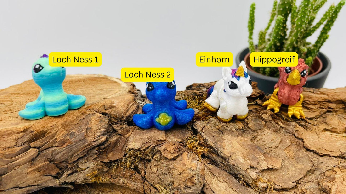5 bewegliche 3D-gedruckte Mini-Tierchen ("Yordelz" 3,5–6,5 cm) – Wähle dein Set oder lass dich überraschen! Stressbälle Fidget Mini Figuren
