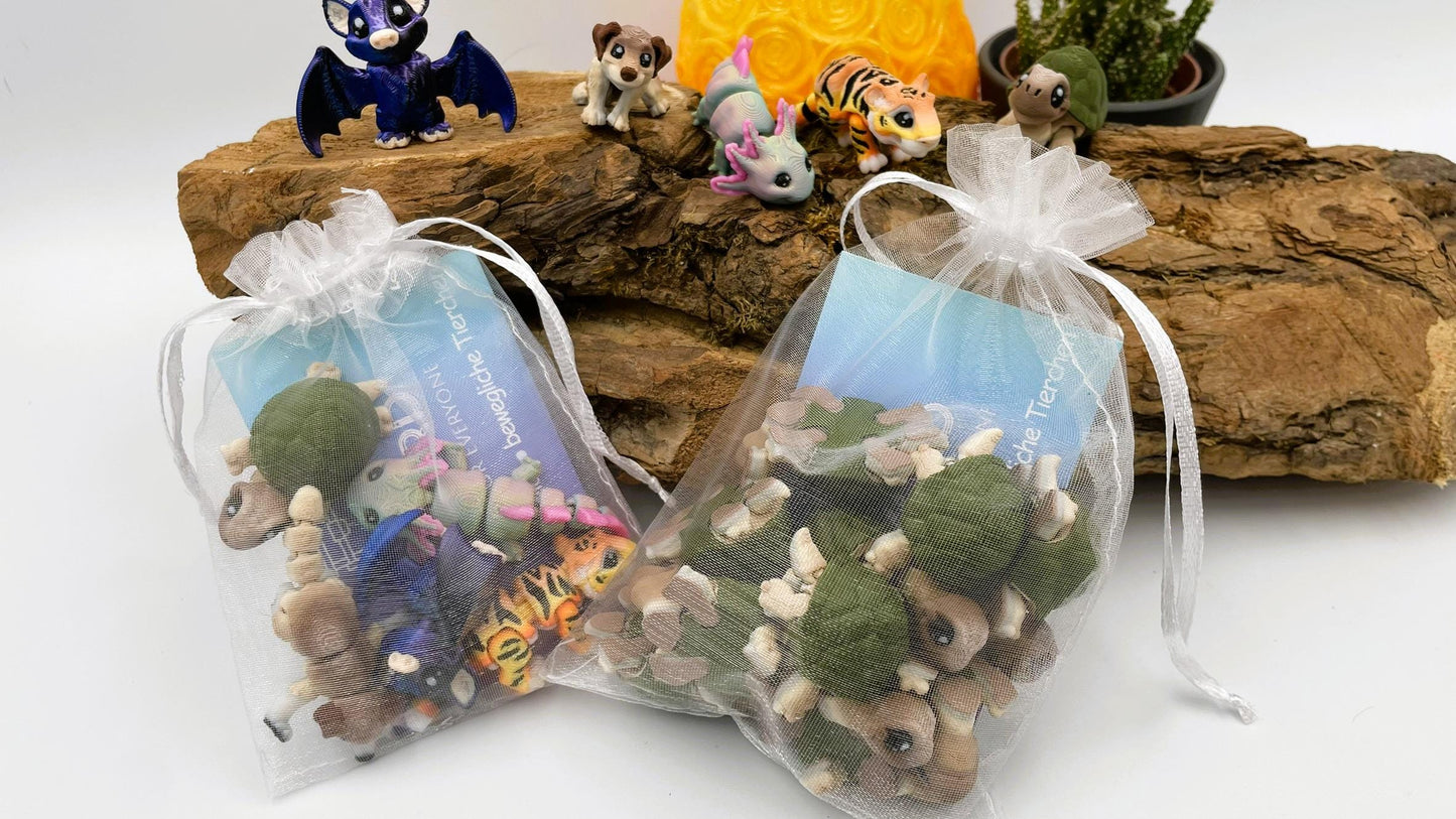 5 bewegliche 3D-gedruckte Mini-Tierchen ("Yordelz" 3,5–6,5 cm) – Wähle dein Set oder lass dich überraschen! Stressbälle Fidget Mini Figuren