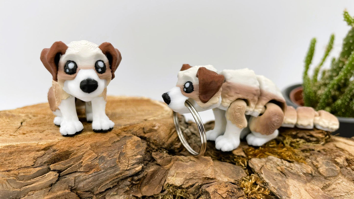 3D-gedruckter Flexi Hund – Beweglich & niedlich | Optional als Schlüsselanhänger erhältlich!
