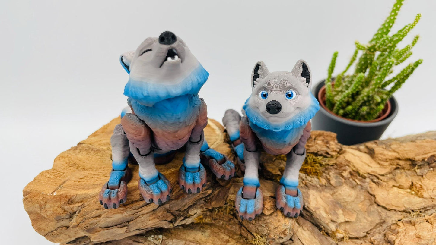 Mystischer Wolf – Fenrir - Beweglich, posierbar & 3D-gedruckt mit Liebe zum Detail – 2 Gesichter zur Auswahl!