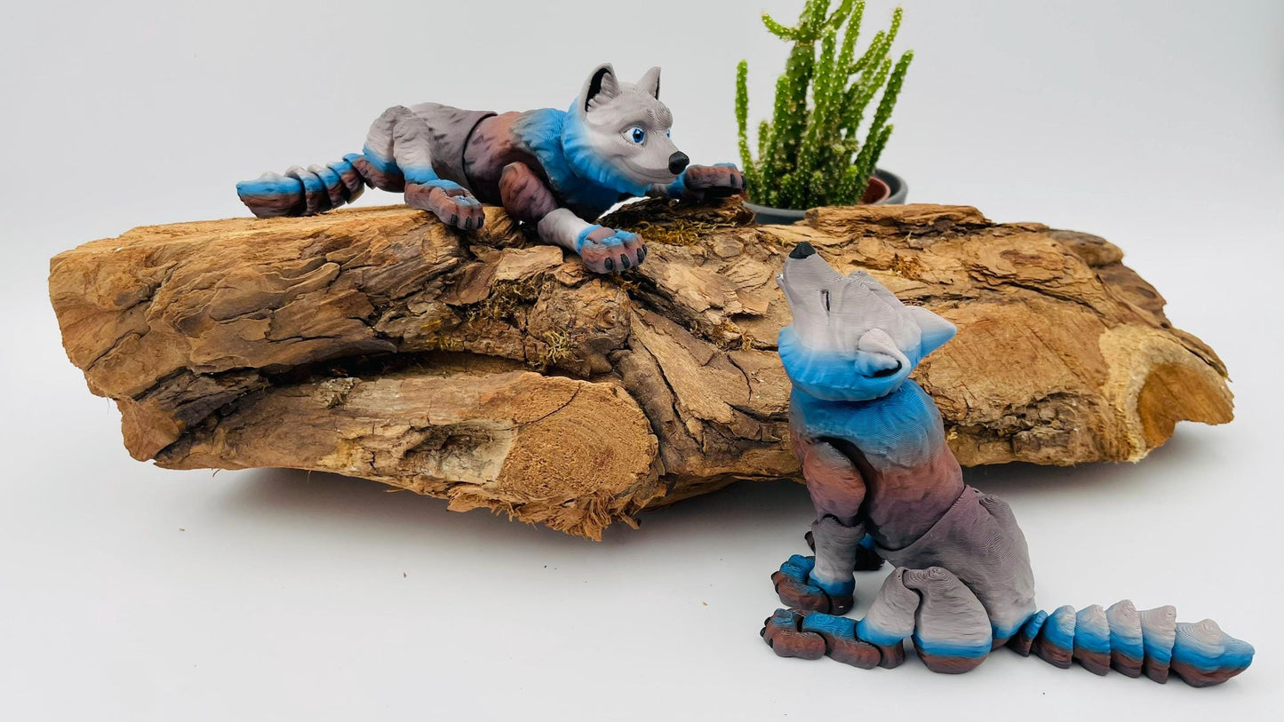 Mystischer Wolf – Fenrir - Beweglich, posierbar & 3D-gedruckt mit Liebe zum Detail – 2 Gesichter zur Auswahl!