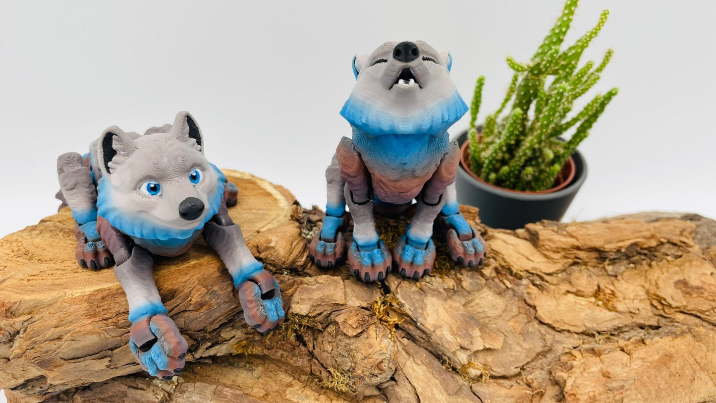 Mystischer Wolf – Fenrir - Beweglich, posierbar & 3D-gedruckt mit Liebe zum Detail – 2 Gesichter zur Auswahl!