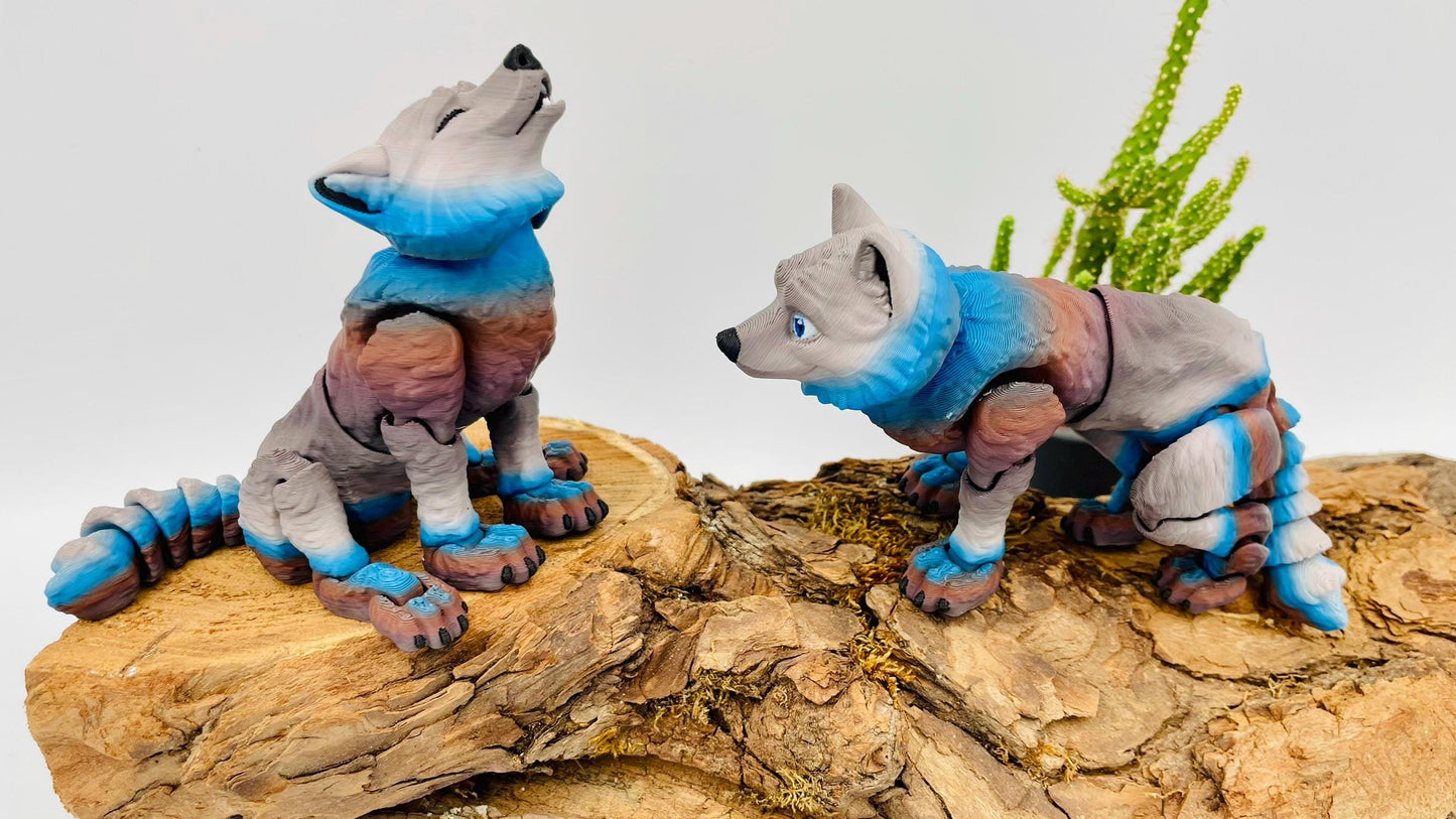 Mystischer Wolf – Fenrir - Beweglich, posierbar & 3D-gedruckt mit Liebe zum Detail – 2 Gesichter zur Auswahl!