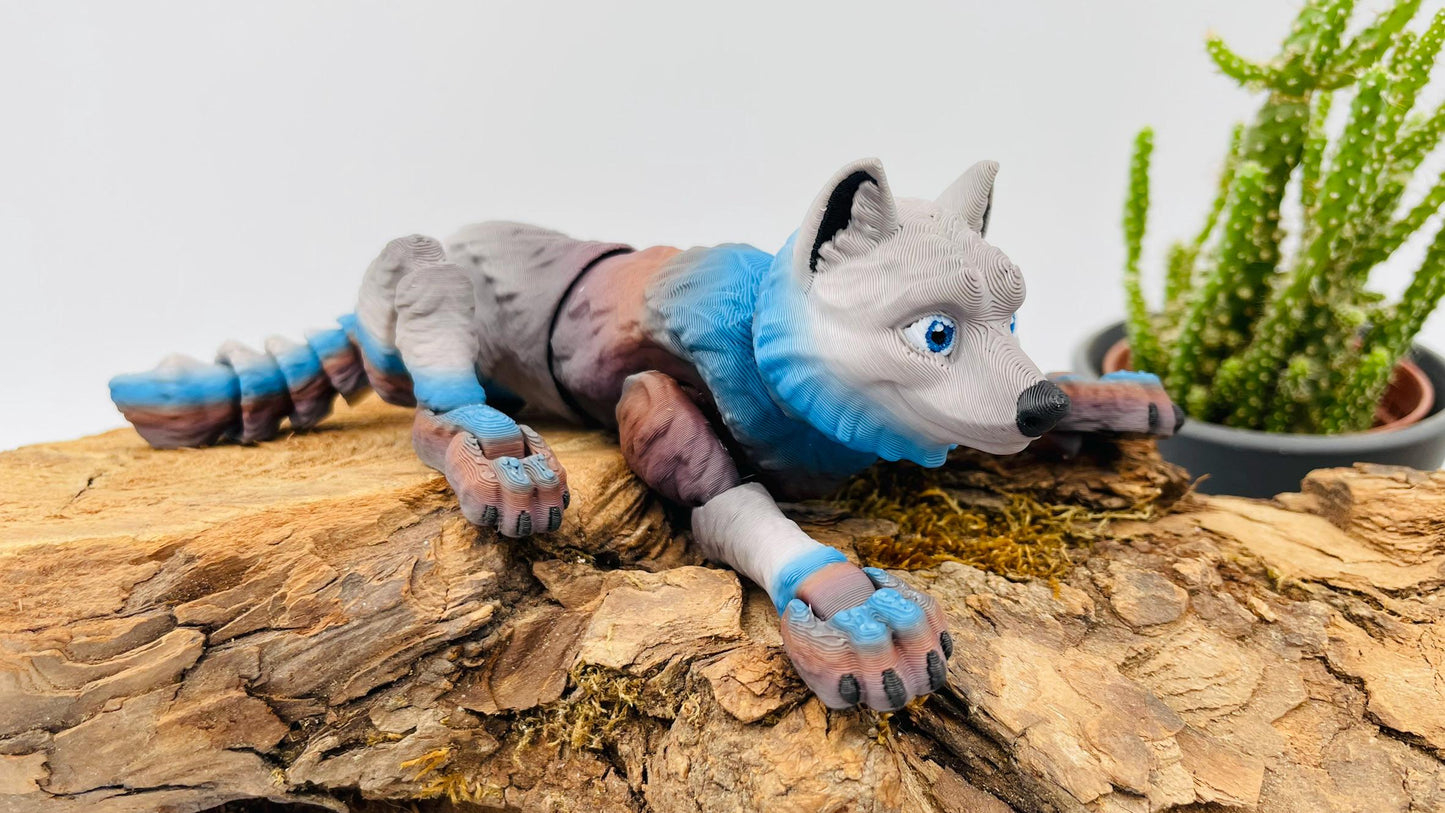 Mystischer Wolf – Fenrir - Beweglich, posierbar & 3D-gedruckt mit Liebe zum Detail – 2 Gesichter zur Auswahl!