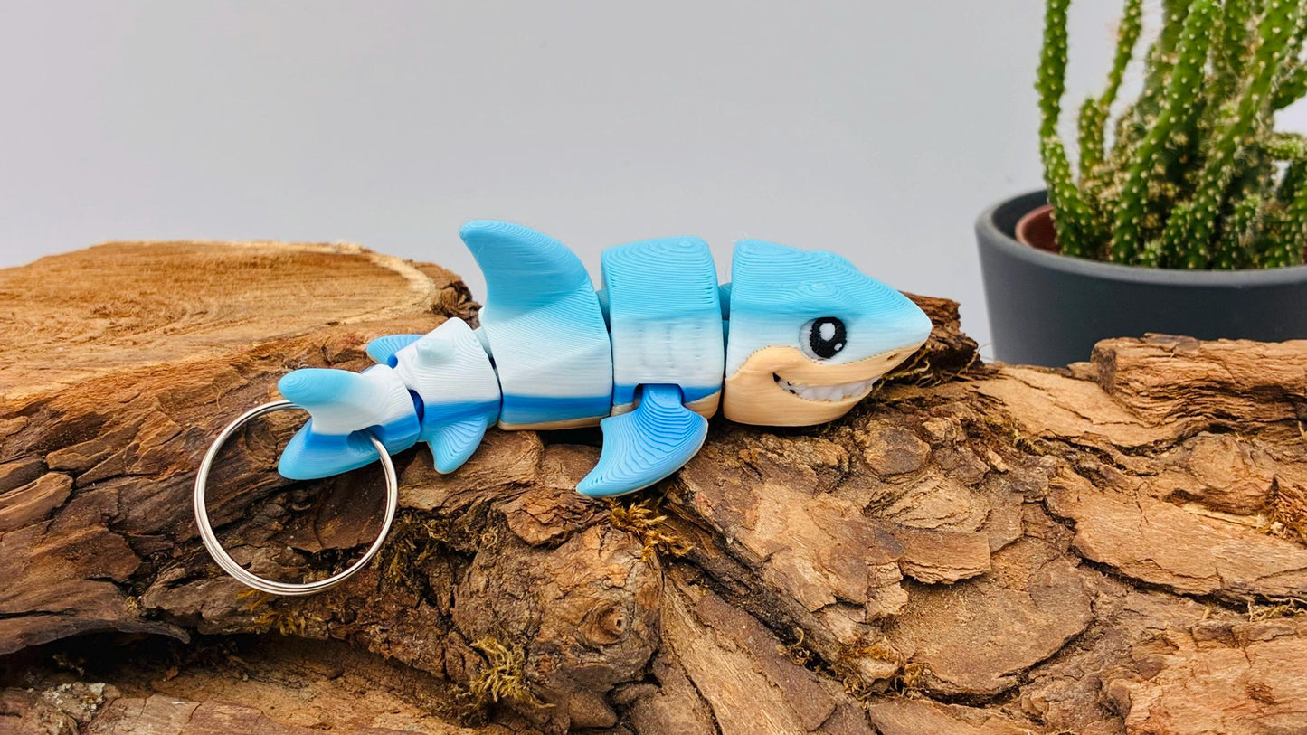 beweglicher Hai Fisch weißer Hai | 3D Druck Fidget Flexi
