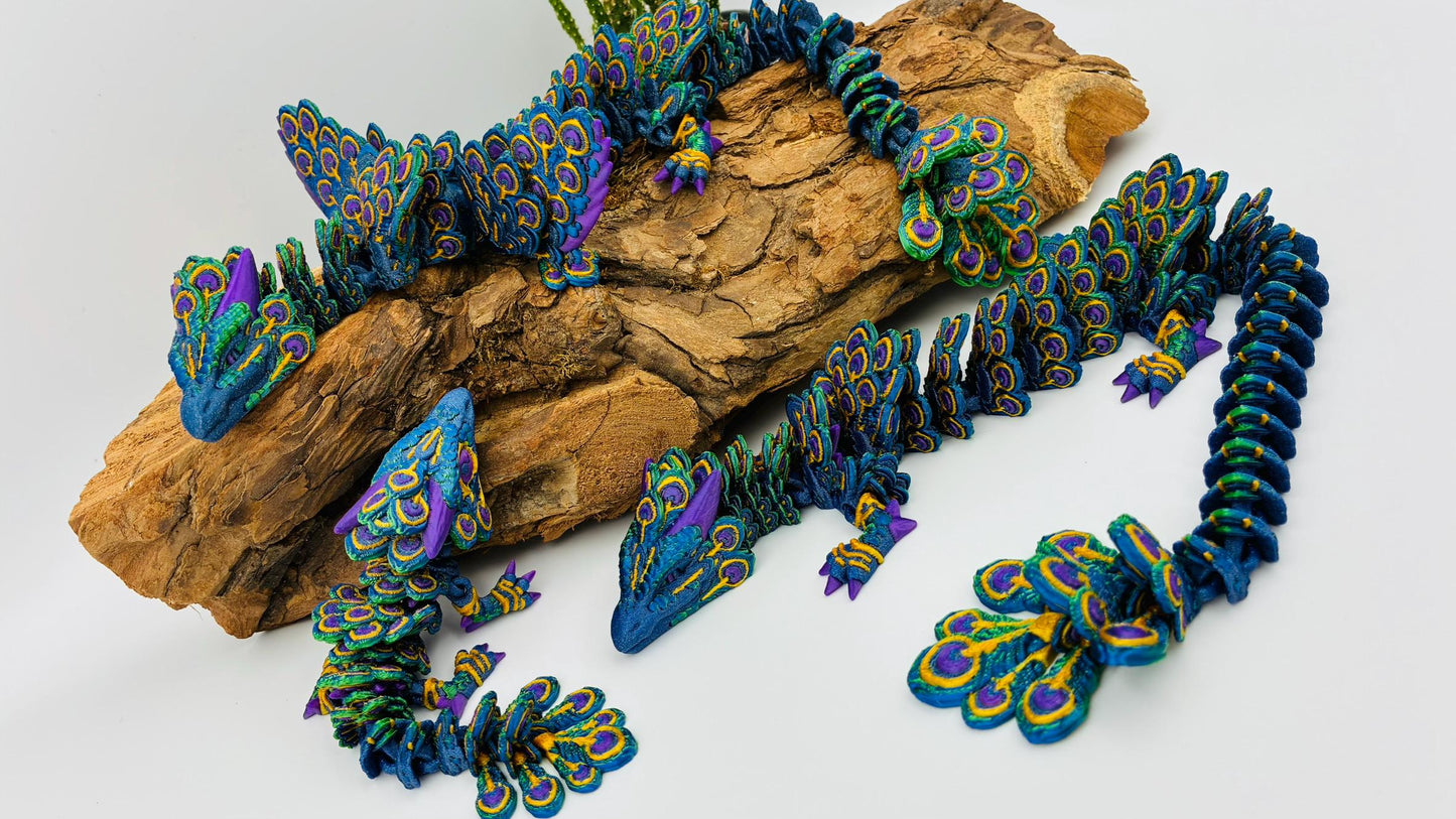 Magischer Pfauenaugendrache – 3D-gedruckt, detailreich & beweglich | Peacock Dragon
