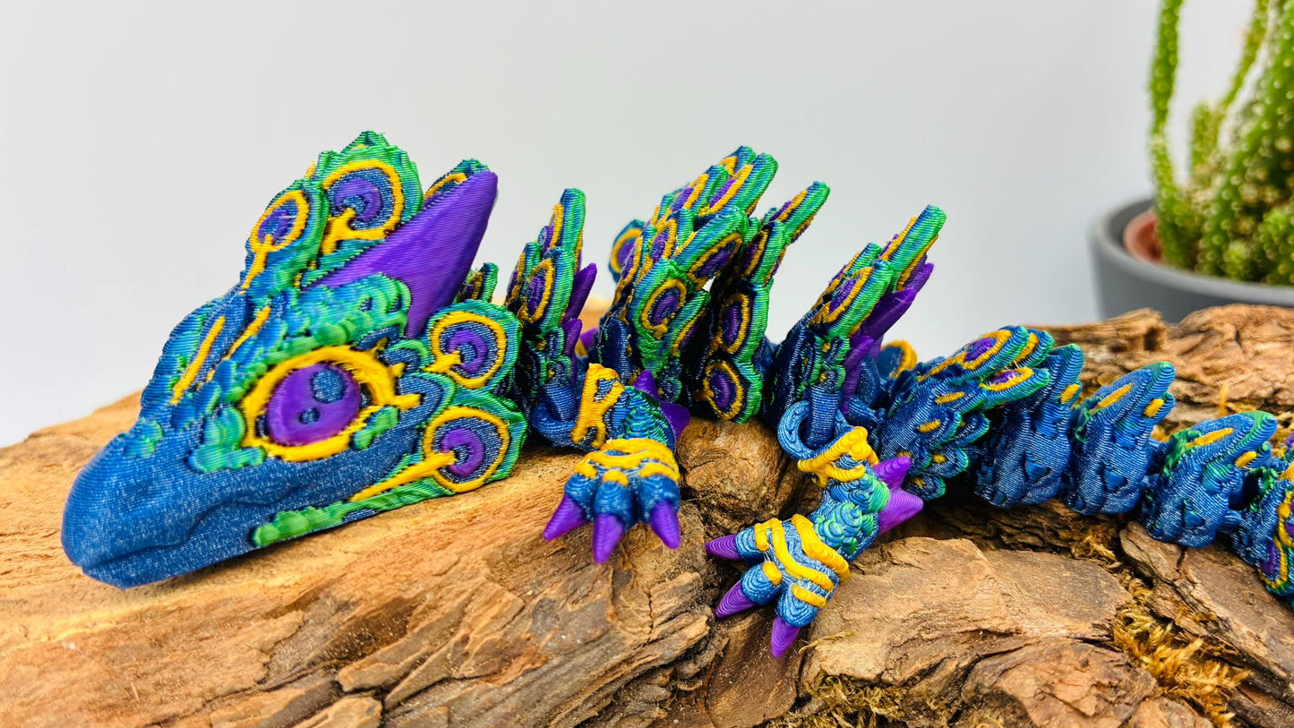 Magischer Pfauenaugendrache – 3D-gedruckt, detailreich & beweglich | Peacock Dragon