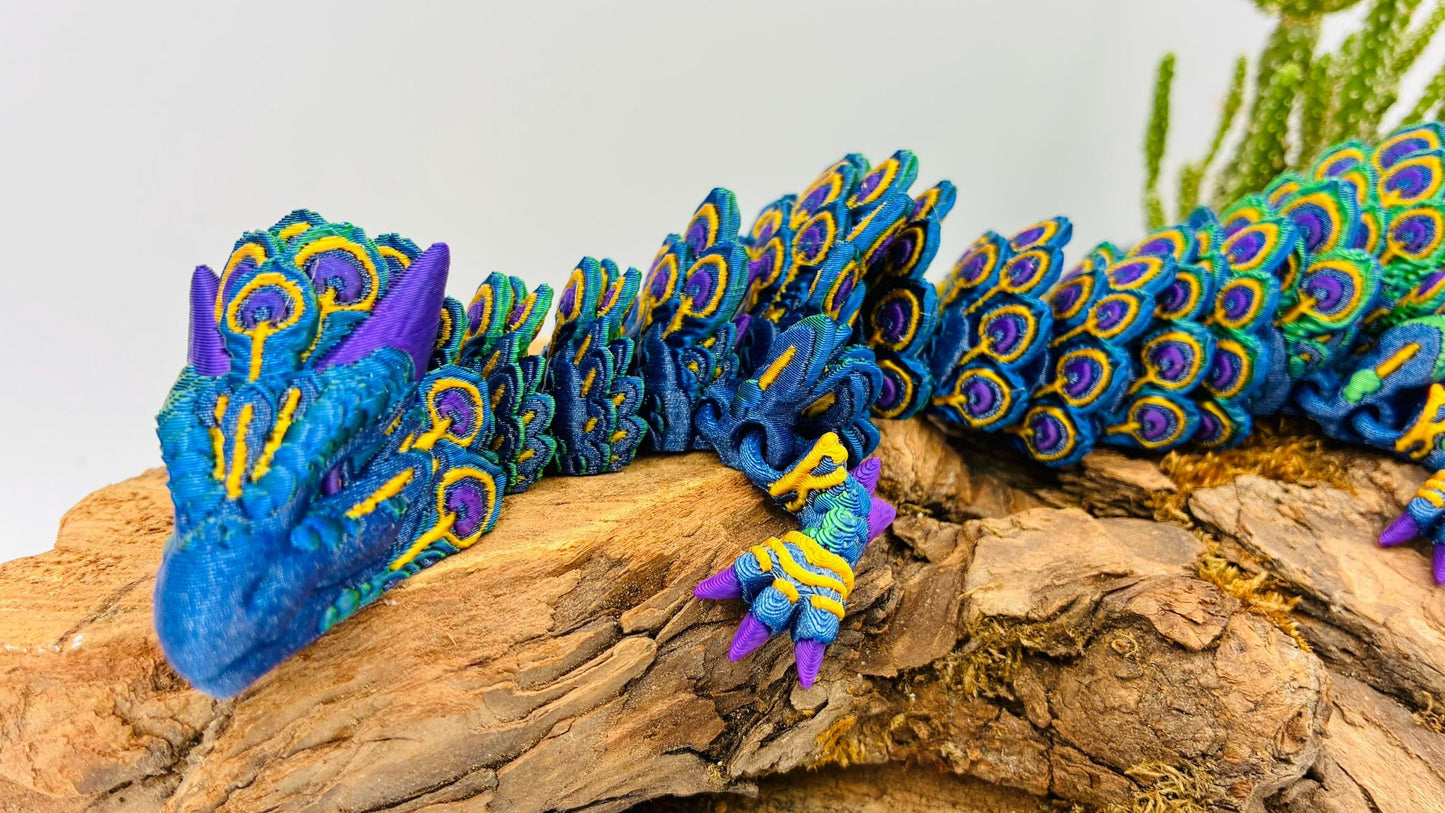 Magischer Pfauenaugendrache – 3D-gedruckt, detailreich & beweglich | Peacock Dragon