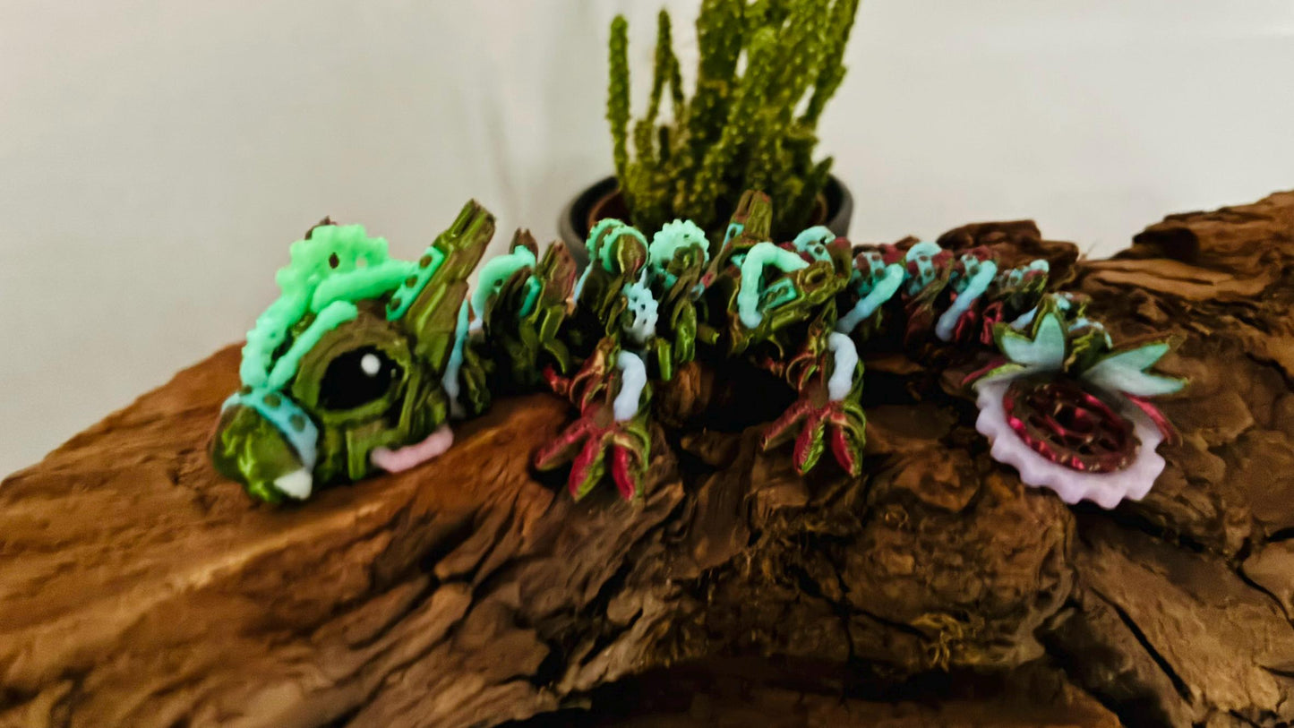 Beweglicher Baby Steampunk Drache – 3D-gedruckt aus nachtleuchtendem PLA – mit oder ohne Flügel | Flexi Fidget