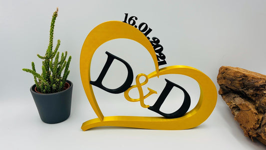 3D Herz mit Namen & Datum – Personalisiertes Hochzeitsgeschenk, Jahrestagsgeschenk, Wandbild, liebevolle Erinnerung