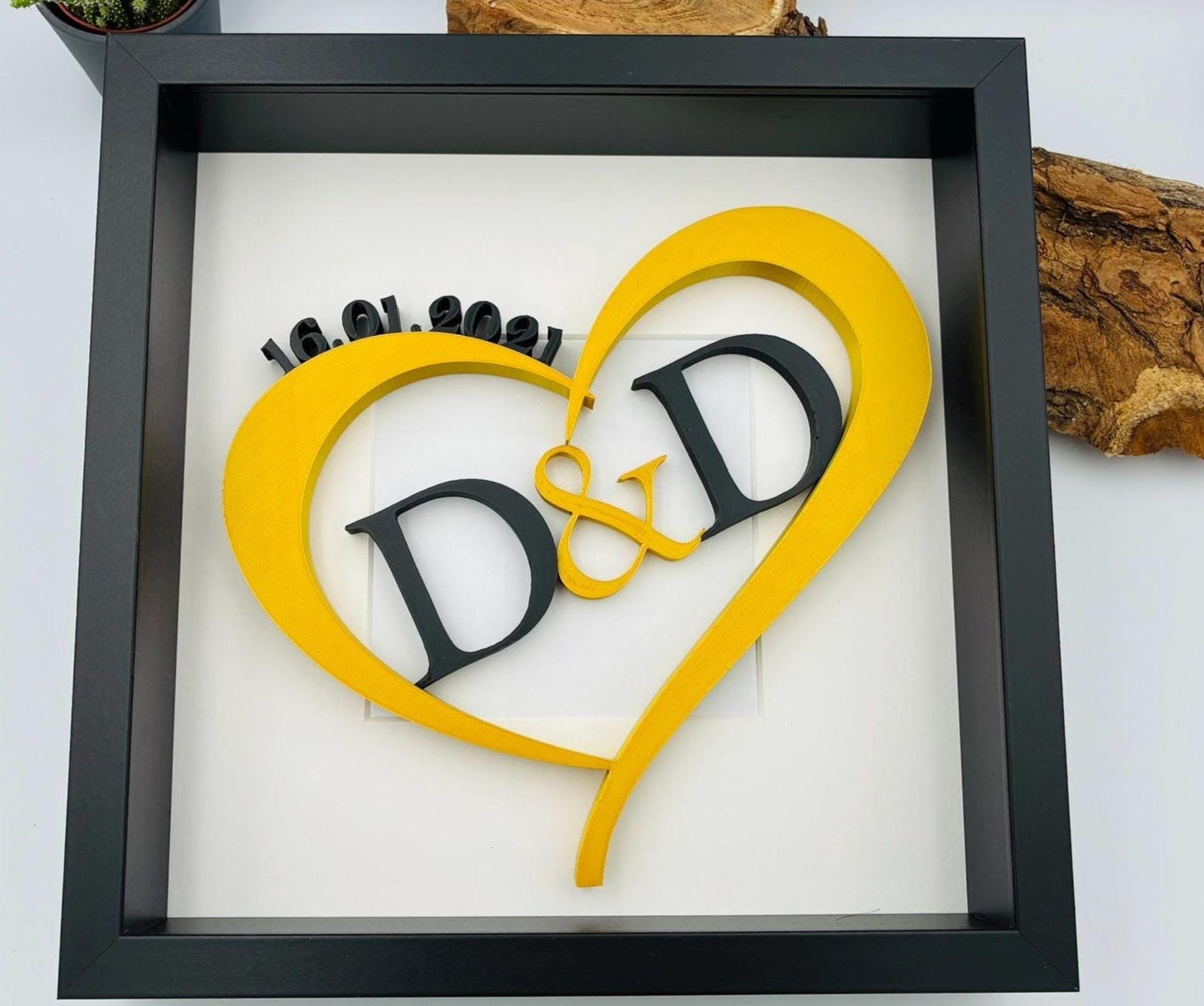 3D Herz mit Namen & Datum – Personalisiertes Hochzeitsgeschenk, Jahrestagsgeschenk, Wandbild, liebevolle Erinnerung