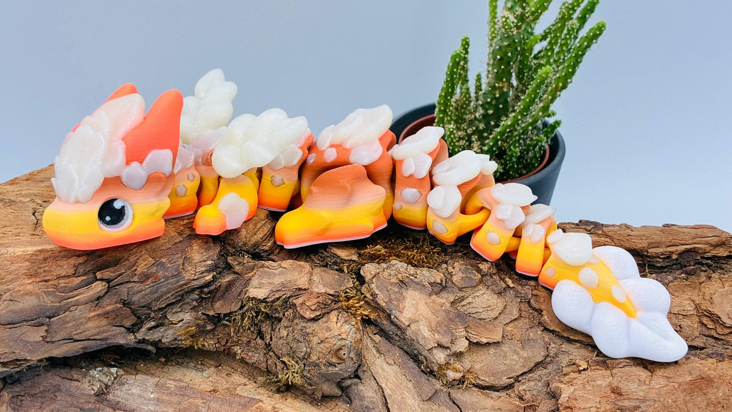 Beweglicher Baby Sakura Wolken Drache – 3D-gedruckt aus nachtleuchtendem PLA – Kirschblüten | Flexi Fidget