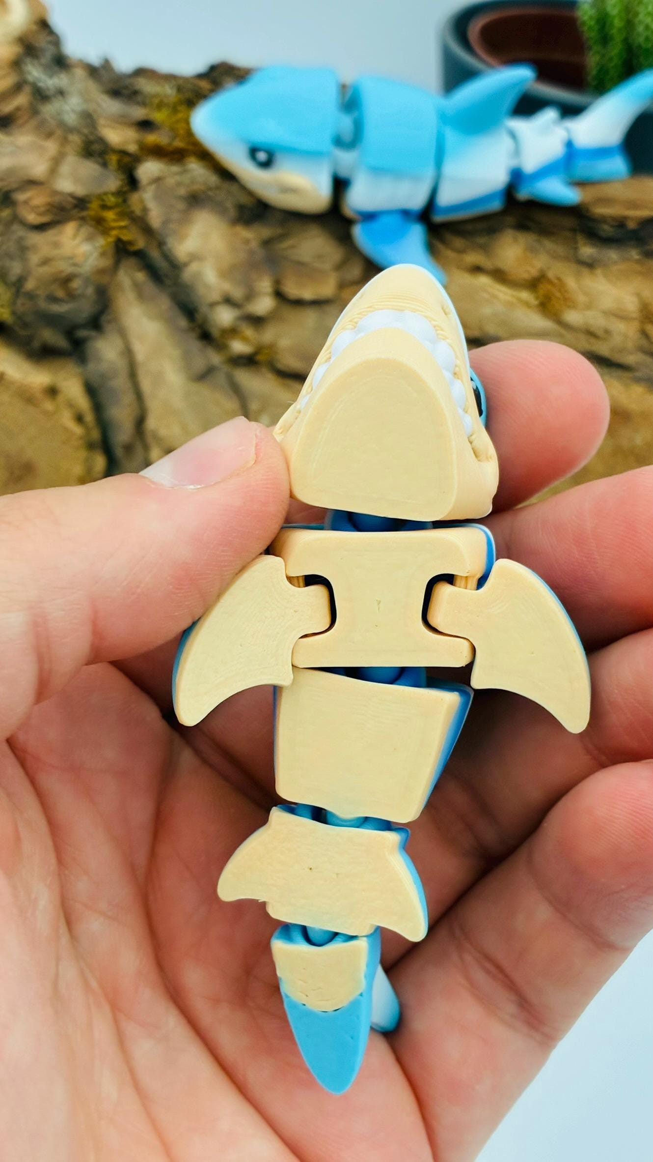 beweglicher Hai Fisch weißer Hai | 3D Druck Fidget Flexi