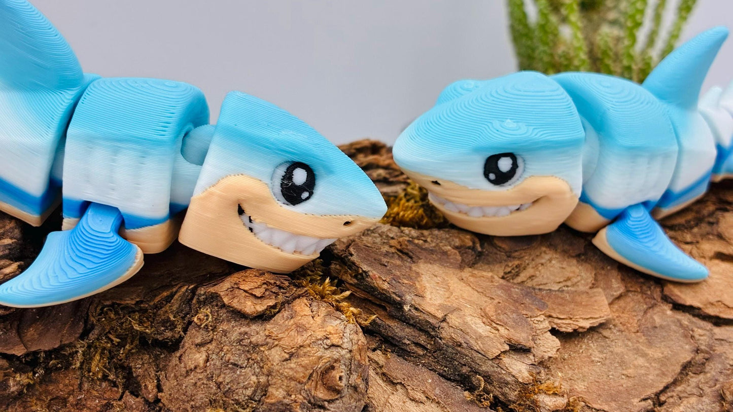 beweglicher Hai Fisch weißer Hai | 3D Druck Fidget Flexi