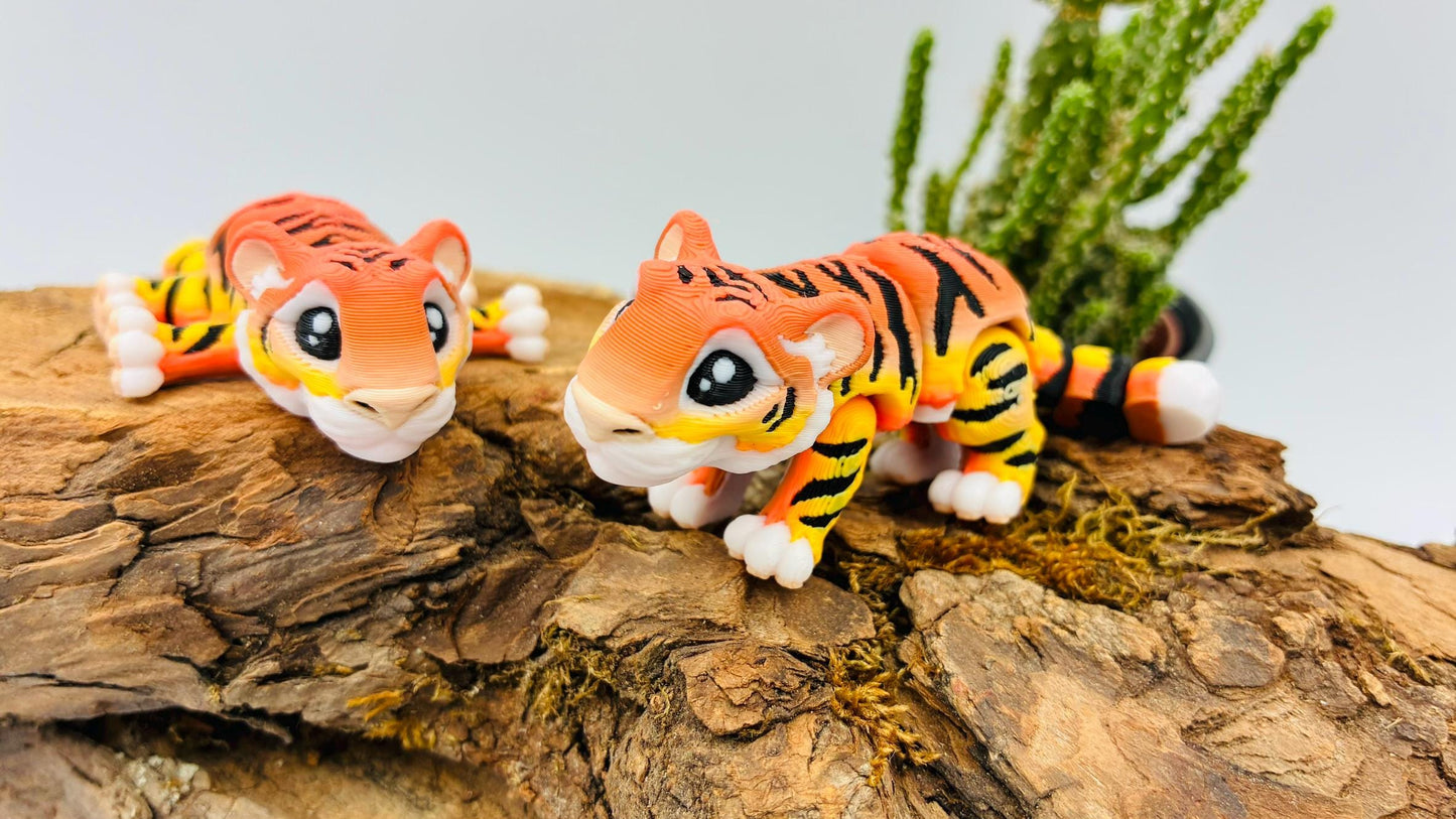 beweglicher Tiger | 3D Druck Fidget Flexi | opt. Nachtleuchtend | Schlüsselanhänger