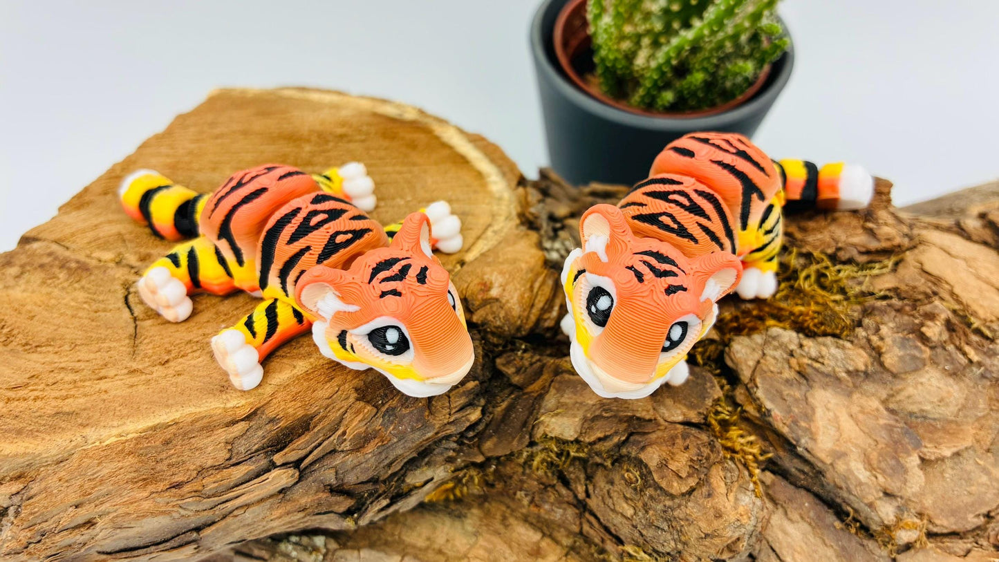 beweglicher Tiger | 3D Druck Fidget Flexi | opt. Nachtleuchtend | Schlüsselanhänger