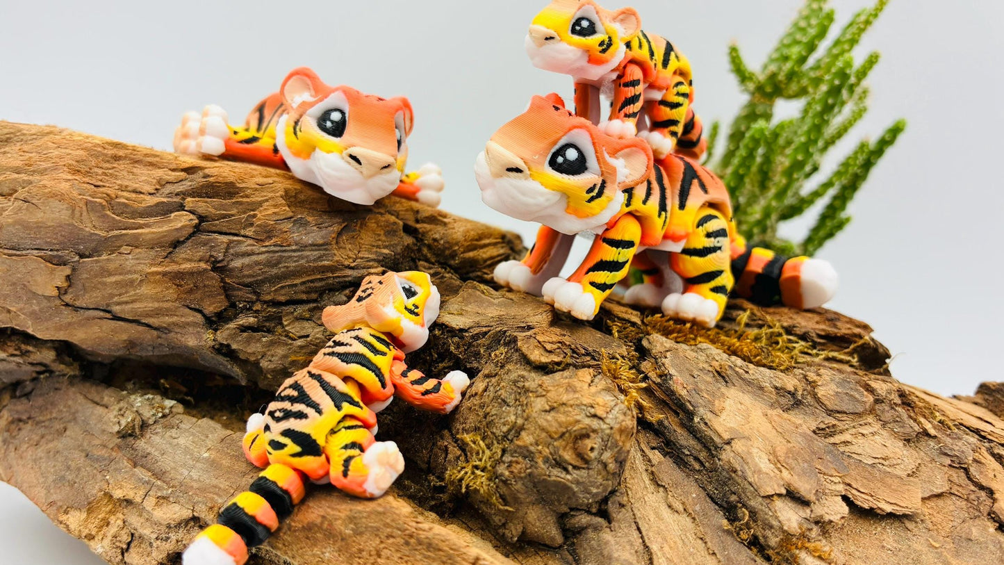 beweglicher Tiger | 3D Druck Fidget Flexi | opt. Nachtleuchtend | Schlüsselanhänger