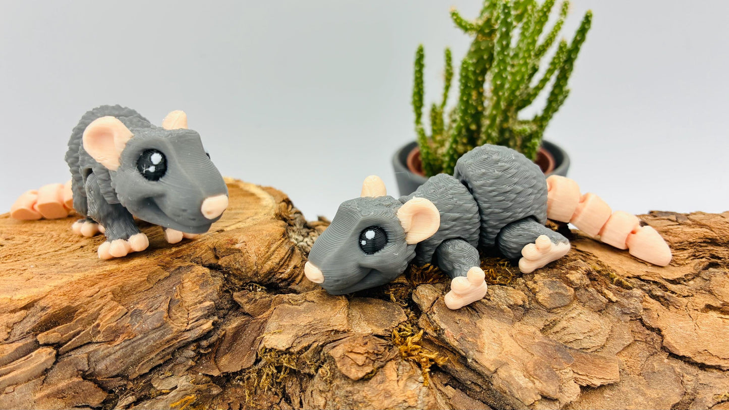 3D-gedruckte Mini-Ratte "Remy" – In verschiedenen Größen – Optional mit Käse-Clicker
