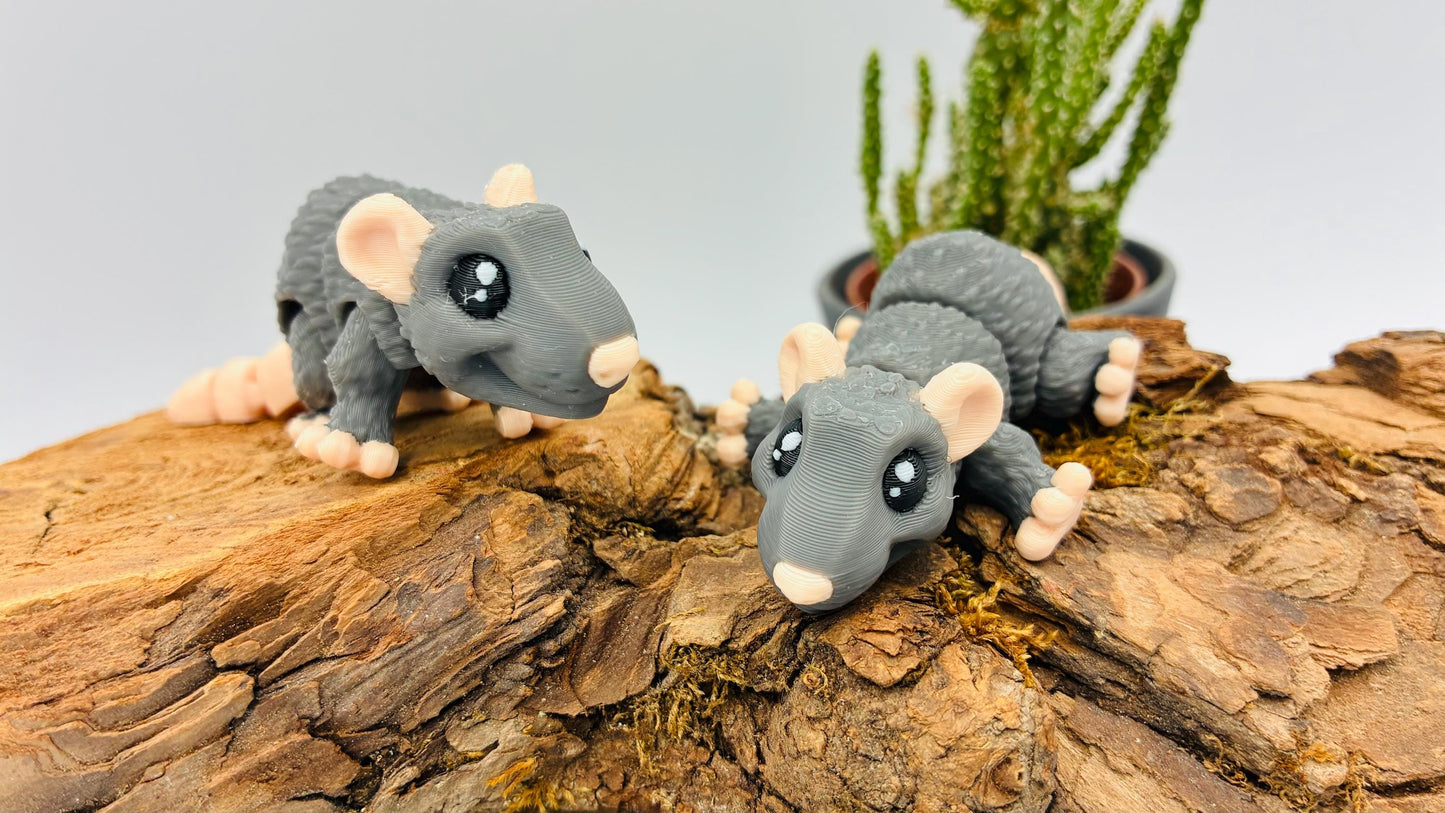 3D-gedruckte Mini-Ratte "Remy" – In verschiedenen Größen – Optional mit Käse-Clicker