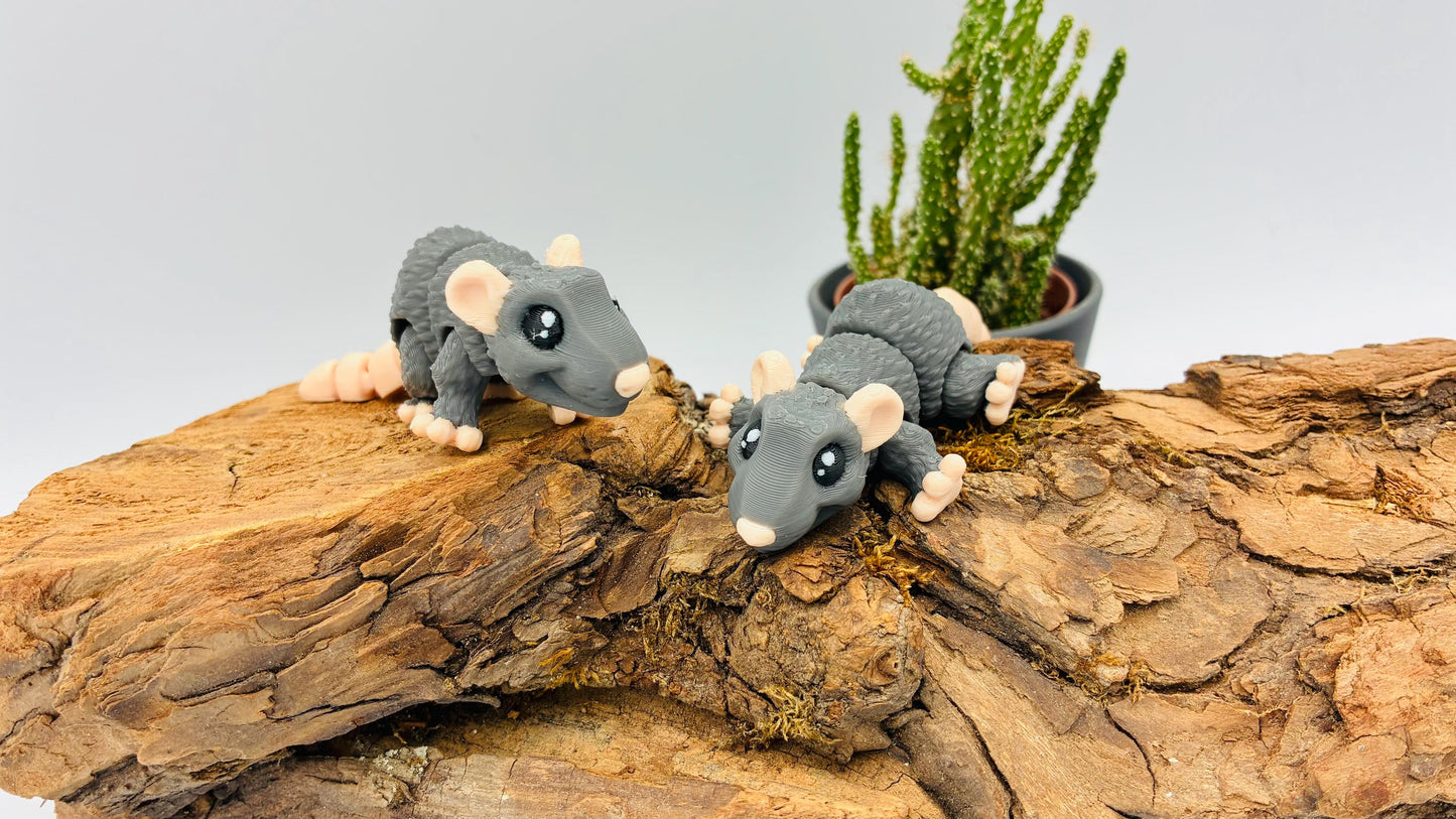 3D-gedruckte Mini-Ratte "Remy" – In verschiedenen Größen – Optional mit Käse-Clicker
