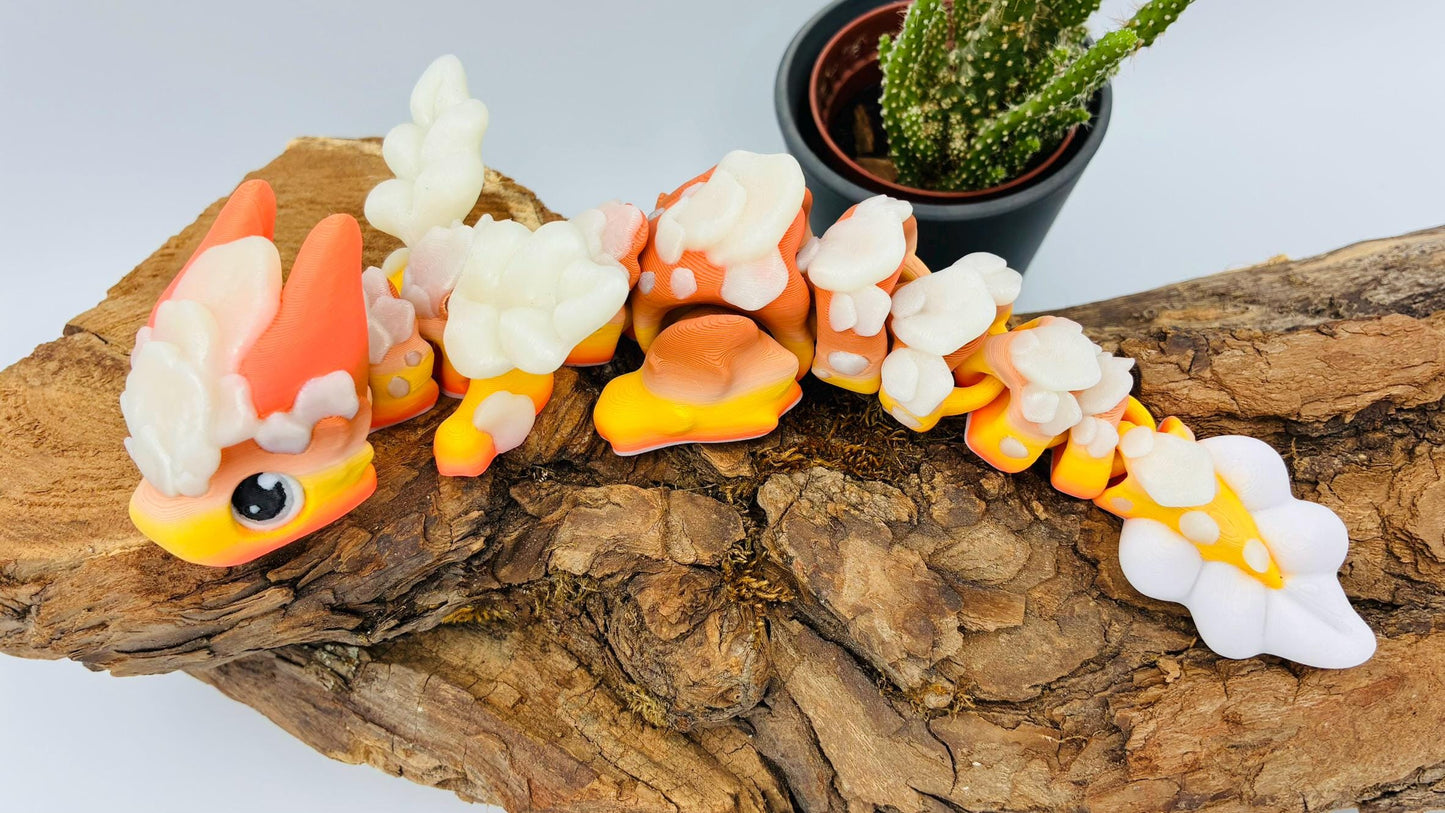 Beweglicher Baby Sakura Wolken Drache – 3D-gedruckt aus nachtleuchtendem PLA – Kirschblüten | Flexi Fidget