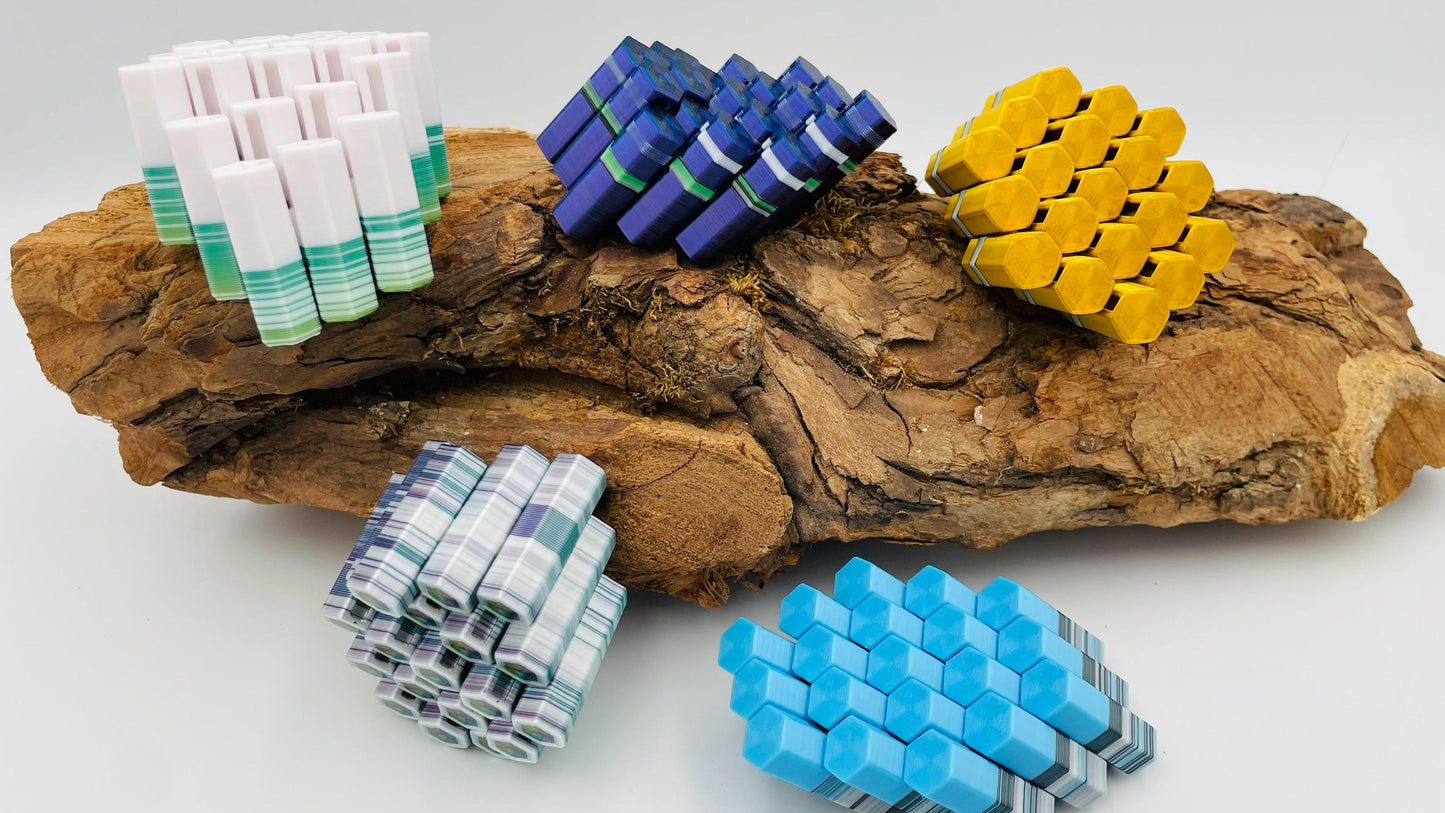 StrataStack Hex – Sanfter Fidget in Hexagon-Form für konzentriertes Arbeiten - Anti-Stress, Fidget | 3D Druck