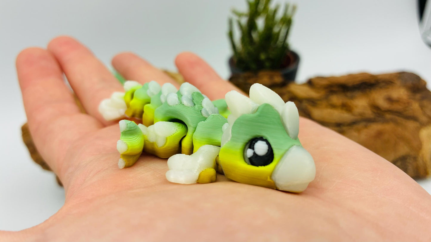 Flexi Mini Velociraptor – 3D-gedruckt | Optional als Schlüsselanhänger | Nachtleuchtend | Matcha Farben