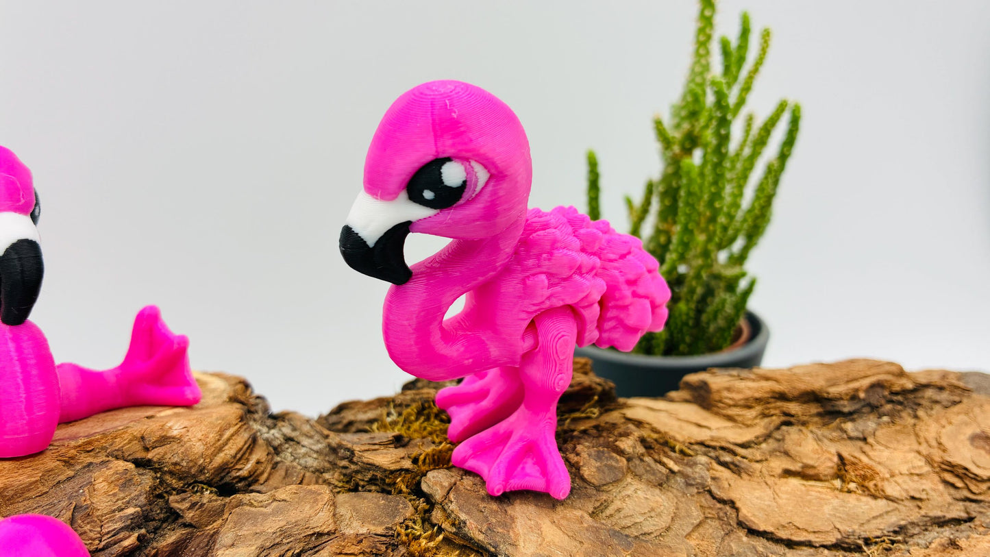 3D gedruckter beweglicher Flamingo – Gelenkfigur / Flexi Toy – Dekofigur aus PLA – Geschenk für Vogel- & Flamingo-Fans