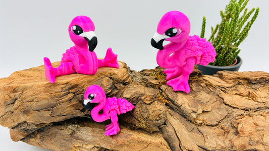 3D gedruckter beweglicher Flamingo – Gelenkfigur / Flexi Toy – Dekofigur aus PLA – Geschenk für Vogel- & Flamingo-Fans