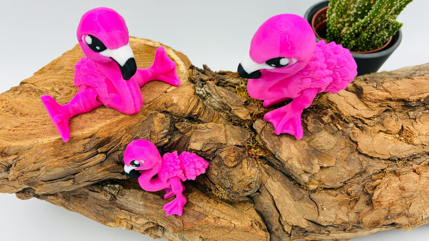 3D gedruckter beweglicher Flamingo – Gelenkfigur / Flexi Toy – Dekofigur aus PLA – Geschenk für Vogel- & Flamingo-Fans
