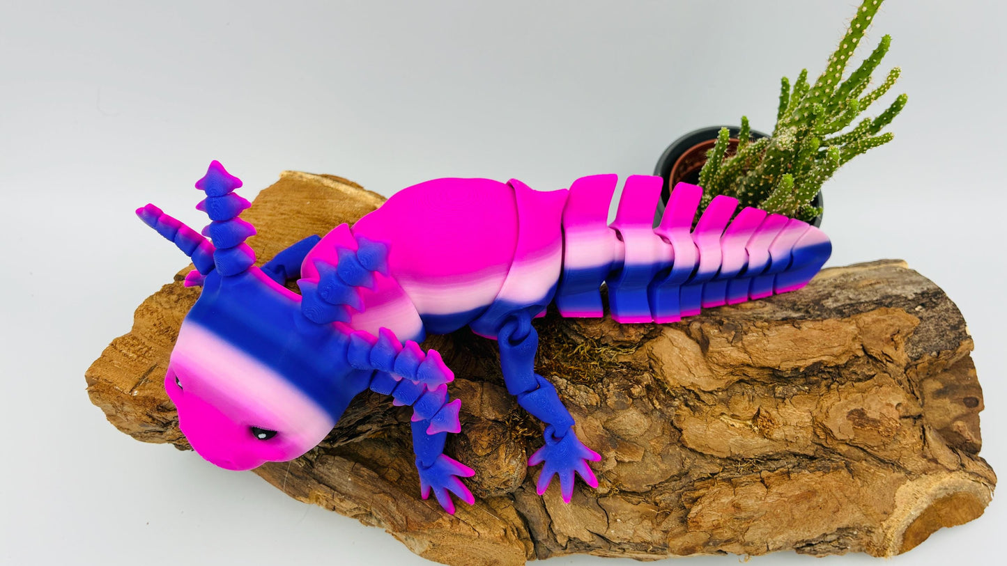 3D gedrucktes bewegliches Axolotl – Gelenkfigur / Flexi Toy – PLA Tierfigur – Geschenk & Aquarium-Deko